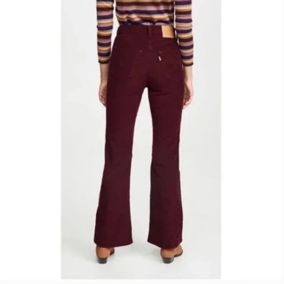 Levi's Ribcage Boot High Waist Corduroy Pants In Malbec 29 x 32 - Picture 7 of 13
